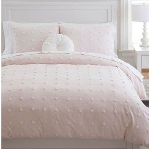 Pottery Barn Teen Tufted Dot Duvet Cover  Twin/Twin XL  Blush and Pillow Sham